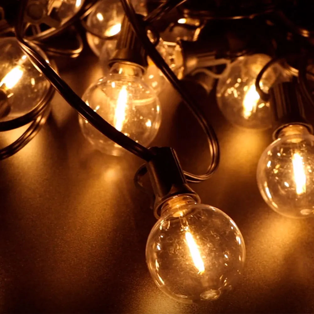 Solar String Lights Outdoor G40 Patio Lights with LED Shatterproof Bulbs,Weatherproof Hanging Lights Garden