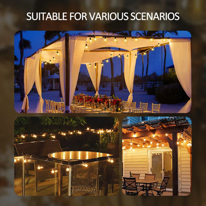 Solar String Lights Outdoor G40 Patio Lights with LED Shatterproof Bulbs,Weatherproof Hanging Lights Garden