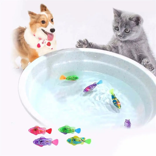 Baby Shower Toys LED Electric Simulation Fish With Light Water Swimming Fish Tank Ornaments Pet Playing Toys