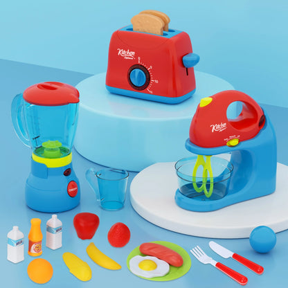 Kitchen Appliances Accessories Playhouse Toys: Juicer, Blender, Toaster - Pretend to Play Interactive Learning Games with Sound