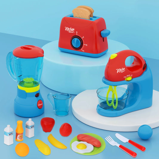 Kitchen Appliances Accessories Playhouse Toys: Juicer, Blender, Toaster - Pretend to Play Interactive Learning Games with Sound