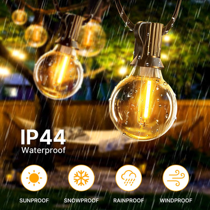 Solar String Lights Outdoor G40 Patio Lights with LED Shatterproof Bulbs,Weatherproof Hanging Lights Garden