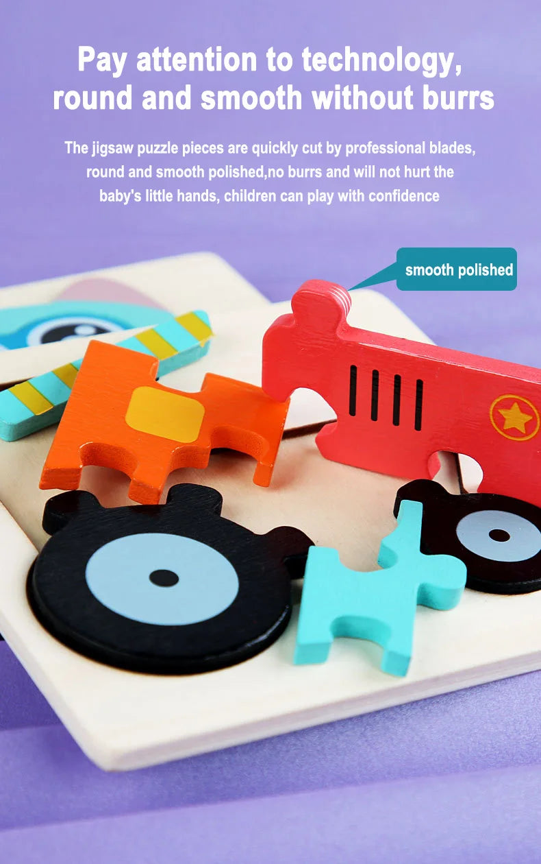 Wooden Puzzle Montessori Animals Carton Colorful Learning Education Toys Tangram Jigzaw Cognitive Wood For Children Kids Gift