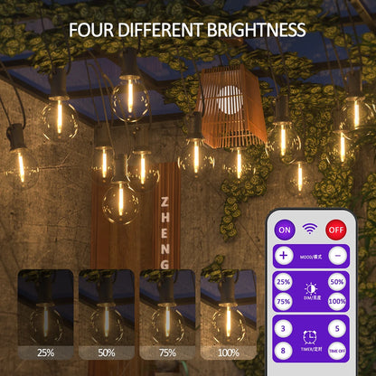 Solar String Lights Outdoor G40 Patio Lights with LED Shatterproof Bulbs,Weatherproof Hanging Lights Garden