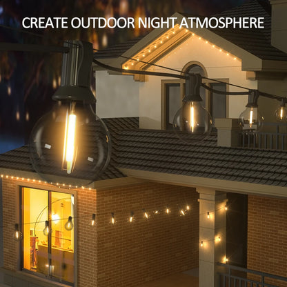 Solar String Lights Outdoor G40 Patio Lights with LED Shatterproof Bulbs,Weatherproof Hanging Lights Garden