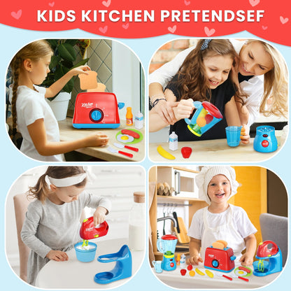 Kitchen Appliances Accessories Playhouse Toys: Juicer, Blender, Toaster - Pretend to Play Interactive Learning Games with Sound