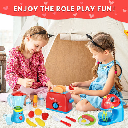 Kitchen Appliances Accessories Playhouse Toys: Juicer, Blender, Toaster - Pretend to Play Interactive Learning Games with Sound
